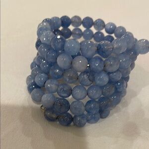 Blue Beaded Stretchy Bracelet